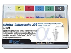 Alpha Guttapercha Taper Taper 04, ISO 015 - 040, Packung 60 Stück