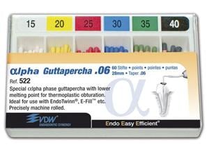 Alpha Guttapercha Taper Taper 06, ISO 015 - 040, Packung 60 Stück
