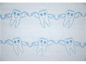 Patienten-Umhang - Zahn Hellblau, Rolle 80 Blatt