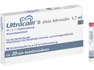 Ultracain™ D ohne Adrenalin (In Österreich nicht registriert) Zylinderampullen 10 x 1,7 ml