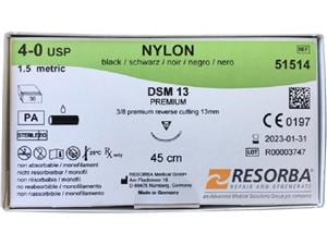 NYLON monofil - Nadeltyp DSM 13 USP 4-0, Länge 0,45 m (51514), Packung 36 Stück