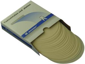 Erkodur-A1 zahnfarben, mit Isolierfolie, Ø 120 mm (rund) Stärke 0,6 mm, Packung 20 Stück