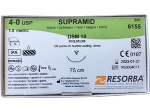 SUPRAMID schwarz - Nadeltyp DSM 18 USP 4-0, Länge 0,75 m (6155), Packung 36 Stück