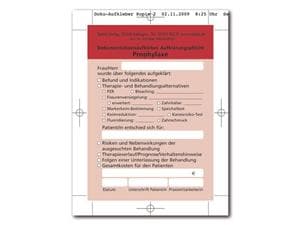 Dokumentationsaufkleber Aufklärungspflicht Prophylaxe, Packung 50 Stück