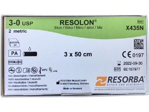 RESOLON® blau monofil - Einzelfadenpackung USP 3-0, Länge 3 x 0,50 m (X435N), Packung 24 Stück