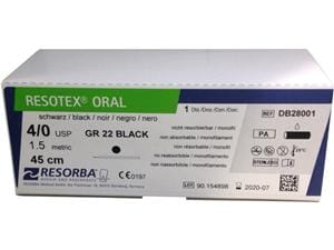 Resotex® oral schwarz - Nadeltyp GR 22 USP 4-0, Länge 0,45 m (DB28001S), Packung 12 Stück