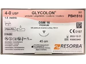 Glycolon® ungefärbt - Nadeltyp DSM 16 USP 4-0, Länge 0,45 m (PB41510), Packung 24 Stück