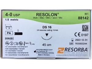RESOLON® blau monofil - Nadeltyp DS 16 USP 4-0, Länge 0,45 m (88142), Packung 36 Stück