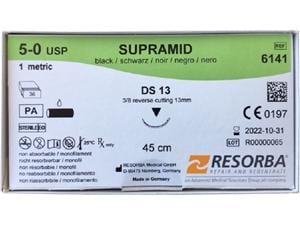 SUPRAMID schwarz - Nadeltyp DS 13 USP 5-0, Länge 0,45 m (6141), Packung 36 Stück