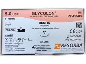 Glycolon® violett - Nadeltyp DSM 16 USP 5-0, Länge 0,45 m (PB41509), Packung 24 Stück