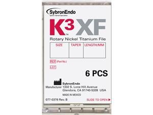 K3 XF Nickel Titanium Feilen, Länge 17 mm Taper 08, ISO 020, gelb, Packung 6 Stück