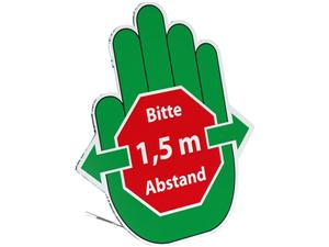 Thekenschild Abstand Aufsteller Hand Bitte 1,5 Meter Abstand