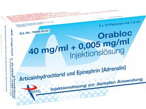 Orabloc 40 mg/ml + 0,005 mg/ml Zylinderampulle 50 x 1,8 ml