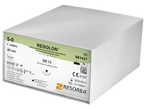 Resorba RESOLON® blau monofil - Nadeltyp DS 13 USP 5-0, Länge 0,45 m (881431), Packung 36 Stück