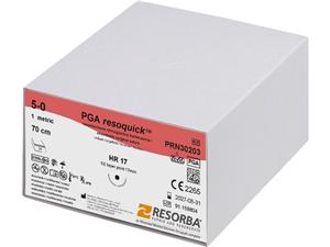 PGA resoquick™ ungefärbt - Nadeltyp HR 17 USP 5-0, Länge 0,70 m, Packung 24 Stück