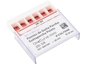 MicroMega One Curve™ mini Guttaperchaspitzen Konizität 04, ISO 025, Packung 60 Stück