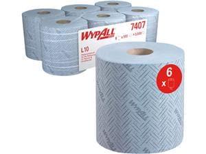 WypAll® Papierreinigungstücher 1-lagig, blau, Rollen 6 x 500 Tücher
