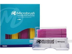 Microbrush® Plus Applikatoren - Spender Kit Gelb/pink, fein, Ø 1,5 mm, Packung 400 Stück