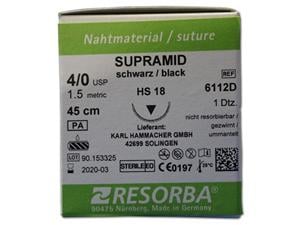 SUPRAMID schwarz - Nadeltyp HS 18 USP 4-0, Länge 0,45 m (61121D), Packung 12 Stück