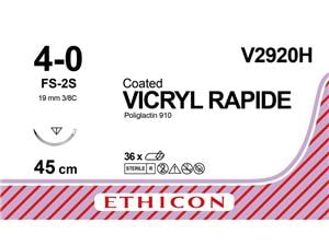 VICRYL rapide ungefärbt, geflochten - Nadeltyp FS2S USP 4-0, Länge 0,45 m (V 2920 H), Packung 36 Stück
