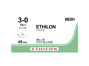 ETHILON schwarz, monofil - Nadeltyp FS1 USP 3-0, Länge 0,45 m (663 H), Packung 36 Stück