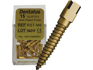 Dentatus Surtex Wurzelstifte vergoldet - Nachfüllpackung RST-M5, Länge 9,3 mm, Ø 1,65 mm, Packung 15 Stück