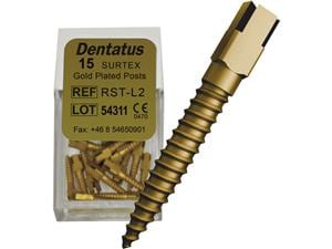 Dentatus Surtex Wurzelstifte vergoldet - Nachfüllpackung RST-L2, Länge 11,8 mm, Ø 1,20 mm, Packung 15 Stück
