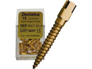 Dentatus Surtex Wurzelstifte vergoldet - Nachfüllpackung RST-EL4, Länge 14,2 mm, Ø 1,50 mm, Packung 15 Stück