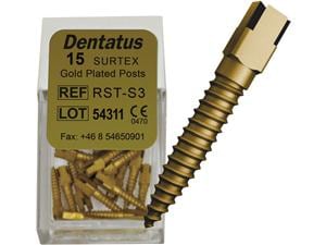 Dentatus Surtex Wurzelstifte vergoldet - Nachfüllpackung RST-S3, Länge 7,8 mm, Ø 1,35 mm, Packung 15 Stück