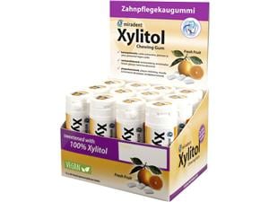 Xylitol Chewing Gums - Großpackung mit Display Frucht, Packung 12 Stück
