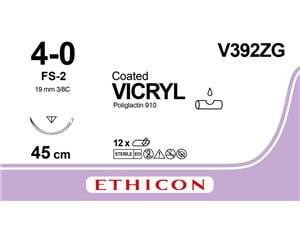 VICRYL violett, geflochten - Nadeltyp FS2 USP 4-0, Länge 0,45 m (V 392 Z G), Packung 12 Stück