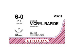 VICRYL rapide violett, geflochten - Nadeltyp PRIME P1 USP 6-0, Länge 0,45 m (V 32 H), Packung 36 Stück