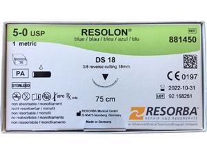 RESOLON® blau monofil - Nadeltyp DS 18 USP 5-0, Länge 0,75 m (881450), Packung 36 Stück