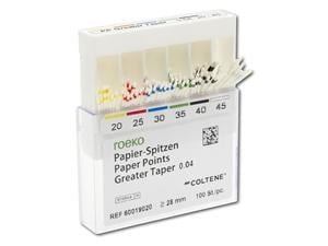 roeko Papier Spitzen Greater Taper - Schiebeschachtel Taper 0.04, ISO 020 - 045, Packung 100 Stück