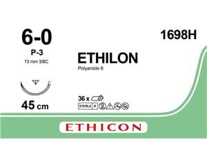 ETHILON schwarz, monofil - Nadeltyp PRIME P3 USP 6-0, Länge 0,45 m (1698 H), Packung 36 Stück