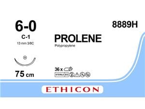 PROLENE Polypropylen blau, monofil - Nadeltyp C1 USP 6-0, Länge 0,75 m (8889 H), Packung 36 Stück