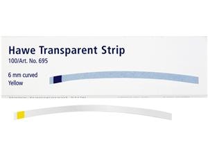 Hawe Transparent Strips Gebogen, 6 mm breit, 73 mm lang, gelb, Packung 100 Stück