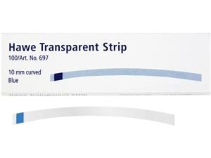 Hawe Transparent Strips Gebogen, 10 mm breit, 73 mm lang, blau, Packung 100 Stück
