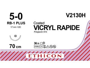 VICRYL rapide ungefärbt, geflochten - Nadeltyp RB1-plus USP 5-0, Länge 0,70 m (V 2130 H), Packung 36 Stück