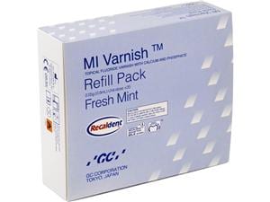 GC MI Varnish - Nachfüllpackung Minze, Packung 35 x 0,4 ml und 50 Bürsten