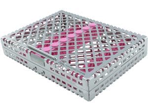 Steri-Wash-Tray, für 10 Instrumente Pink, mit Deckel