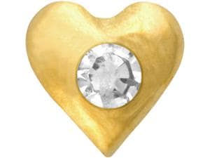 Prodental® Twizzler, Zahnschmuck Gold mit Edelstein Herz, Diamant weiß, Größe 3,1 x 2,9 mm