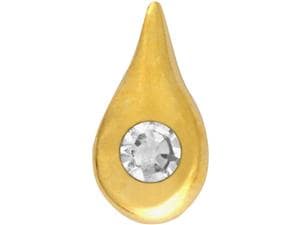 Prodental® Twizzler, Zahnschmuck Gold mit Edelstein Tropfen, Diamant weiß, Größe 2,1 x 4,1mm