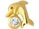 Prodental® Twizzler, Zahnschmuck Gold mit Edelstein Delphin, Diamant weiß, Größe 3,9 x 4,3 mm