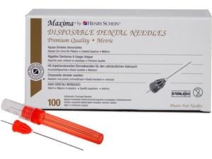 HS-Maxima® Injektionskanülen, Disposable Dental Needles Rot - 25G, 17 x 42 mm, lang, Ø 0,5 mm, Packung 100 Stück