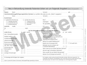 Anmeldung mit Anamnese - DIN A5 Querformat, weiß, Block 100 Blatt