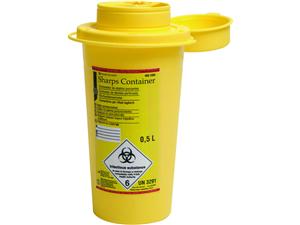 HS-Entsorgungsbehälter / Kanülensammler 0,5 Liter, (B x T x H) 8,6 x 8,6 x 15,7 cm