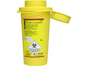 HS-Entsorgungsbehälter / Kanülensammler 1 Liter, (B x T x H) 8,6 x 8,6 x 27 cm