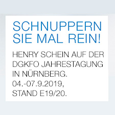 HENRY SCHEIN AUF DER  DGKFO JAHRESTAGUNG  IN NÜRNBERG. 04.-07.9.2019,  STAND E19/20.